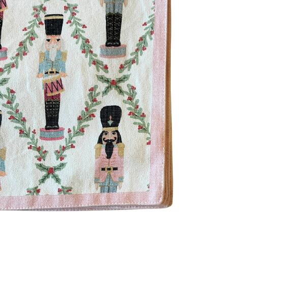 Lillian August Christmas Placemats 4pc NUTCRACKER DRUMMER BOY Pink Border New - Picture 6 of 11